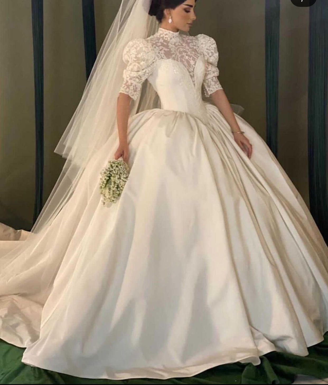 Joseph Banks Sult Tal til vintage wedding dresses 2021 lace applique high neck satin wedding gow –  luckybridal